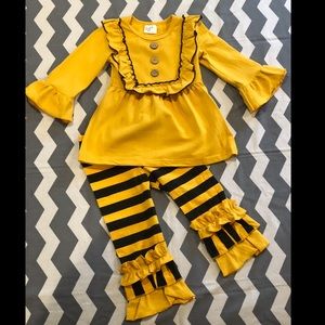 Baby/Girls Black and Mustard Yellow Outfit